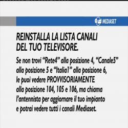 Rimossi i canali provvisori Canale 5 e Rete 4 dal mux Mds