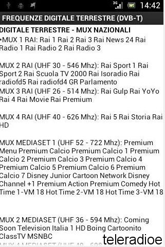 App Android Frequenze e Numerazione LCN Digitale Terrestre