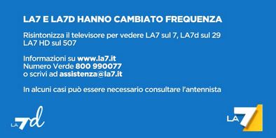 Disattivato La7 Provvisorio canale 107, ora solo sul mux Cairo Due