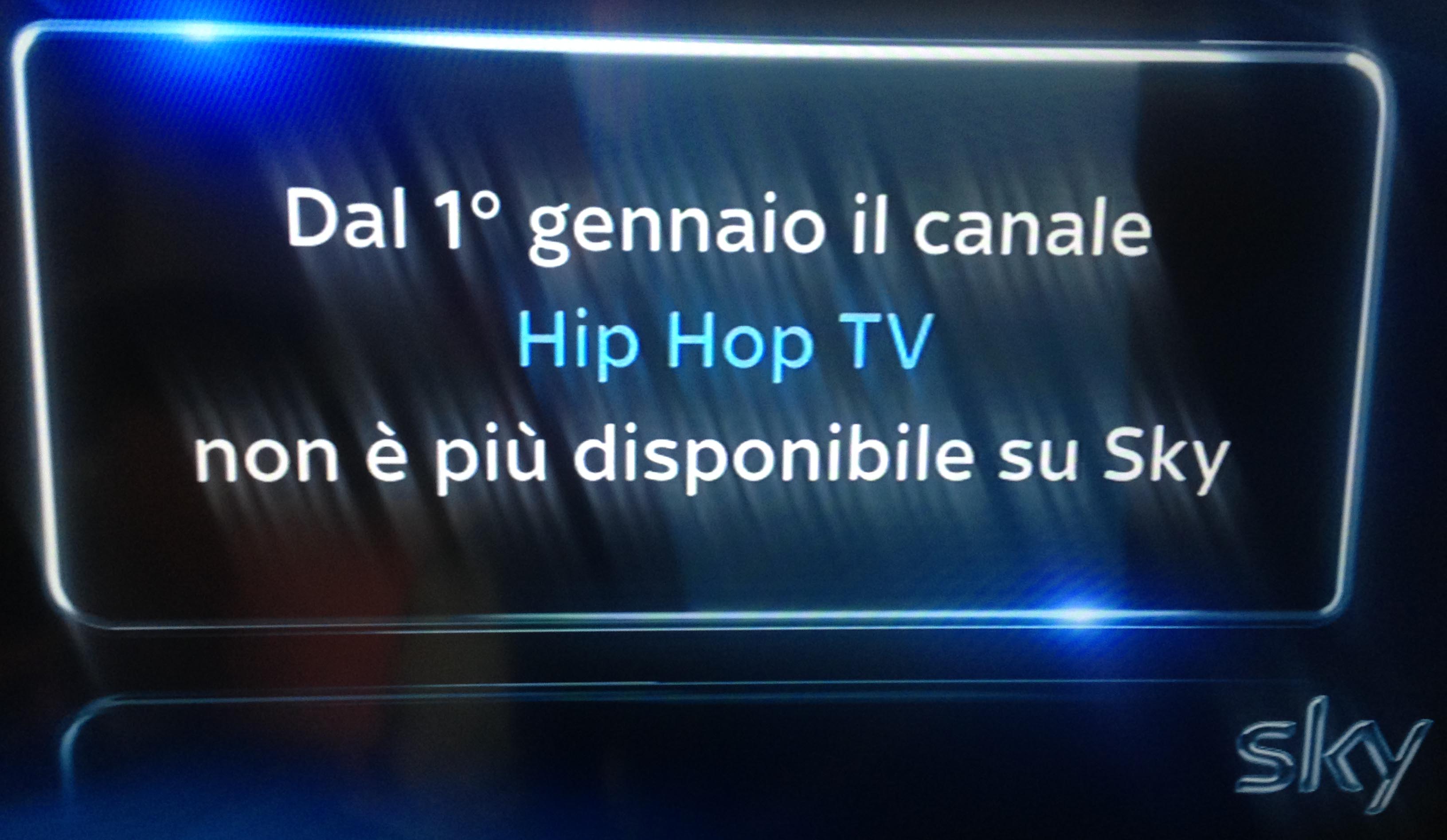 Dall’1 gennaio Hip Hop Tv non è più disponibile su Sky
