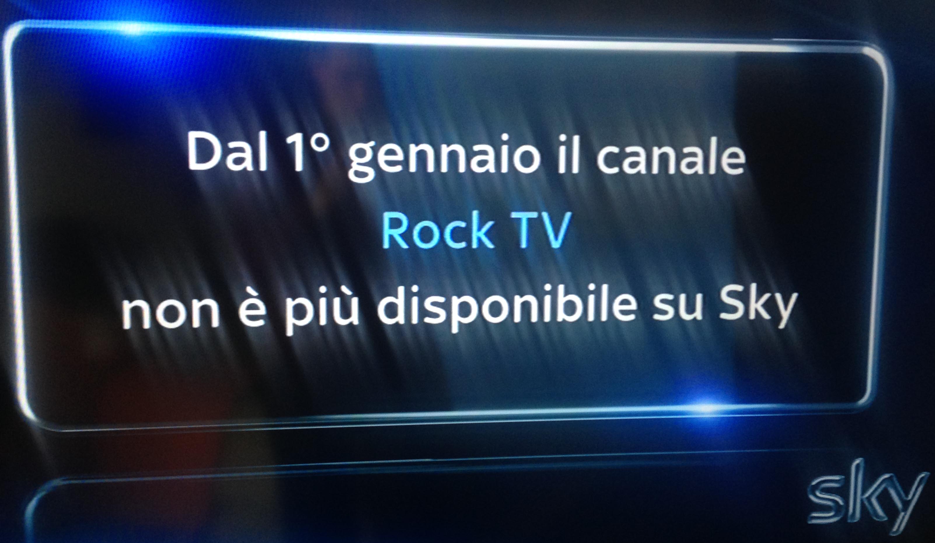 Dall’1 gennaio Rock Tv non è più disponibile su Sky