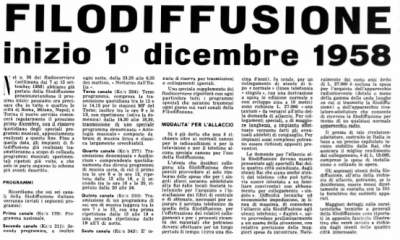 1958: arriva la Filodiffusione in Italia