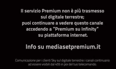 Fine trasmissioni Mediaset Premium sul digitale terrestre