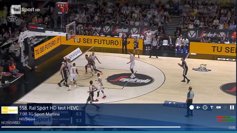 Attivato Rai Sport test HEVC